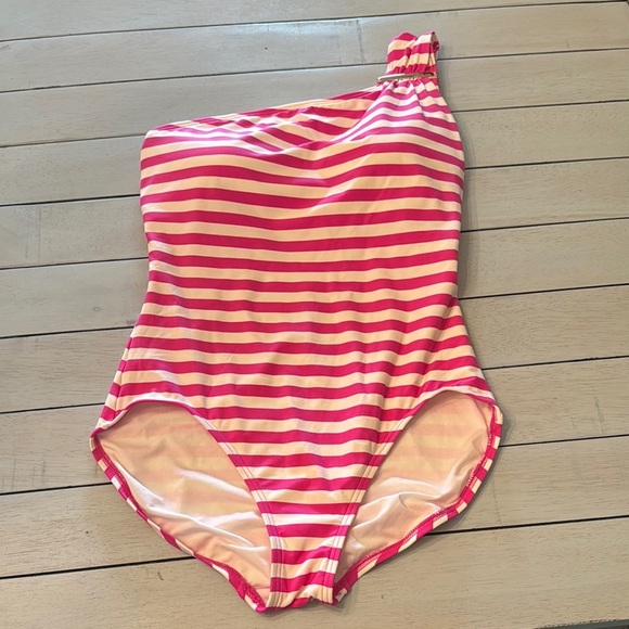 MICHAEL Michael Kors Other - MICHAEL KORS | One Shoulder Pink & White stripe 1 Piece Swimsuit Bathing Suit 12